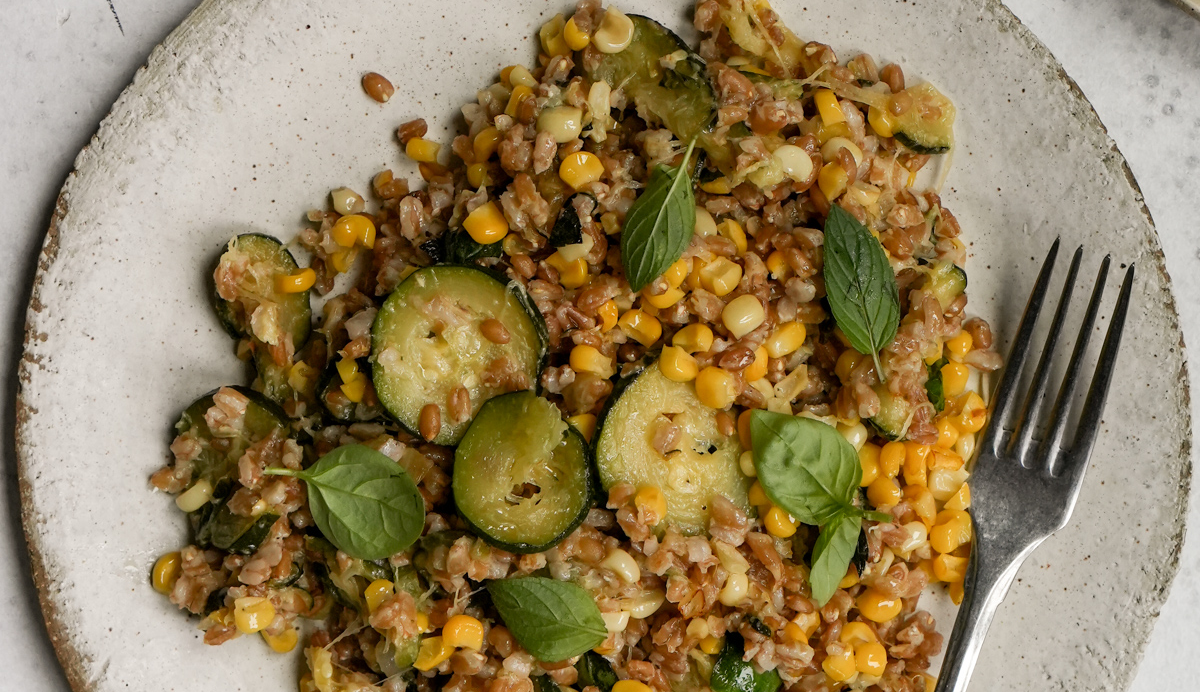 Corn and Zucchini Farro Salad 